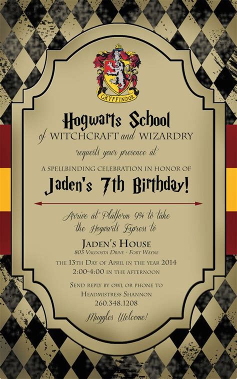 Harry Potter Party Invites Printable